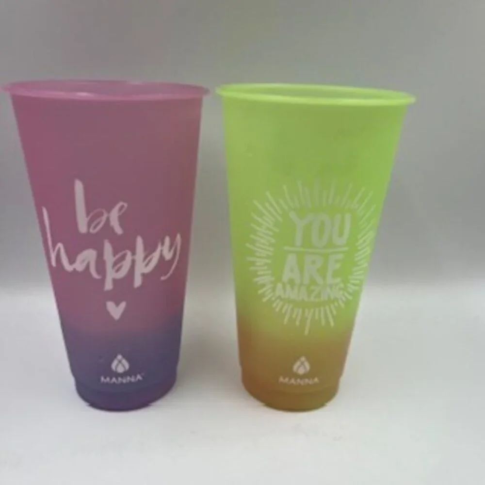 Manna Cold Drink Color Changing 16 Oz Motivational Tumbler Set Of 4 Cups‎